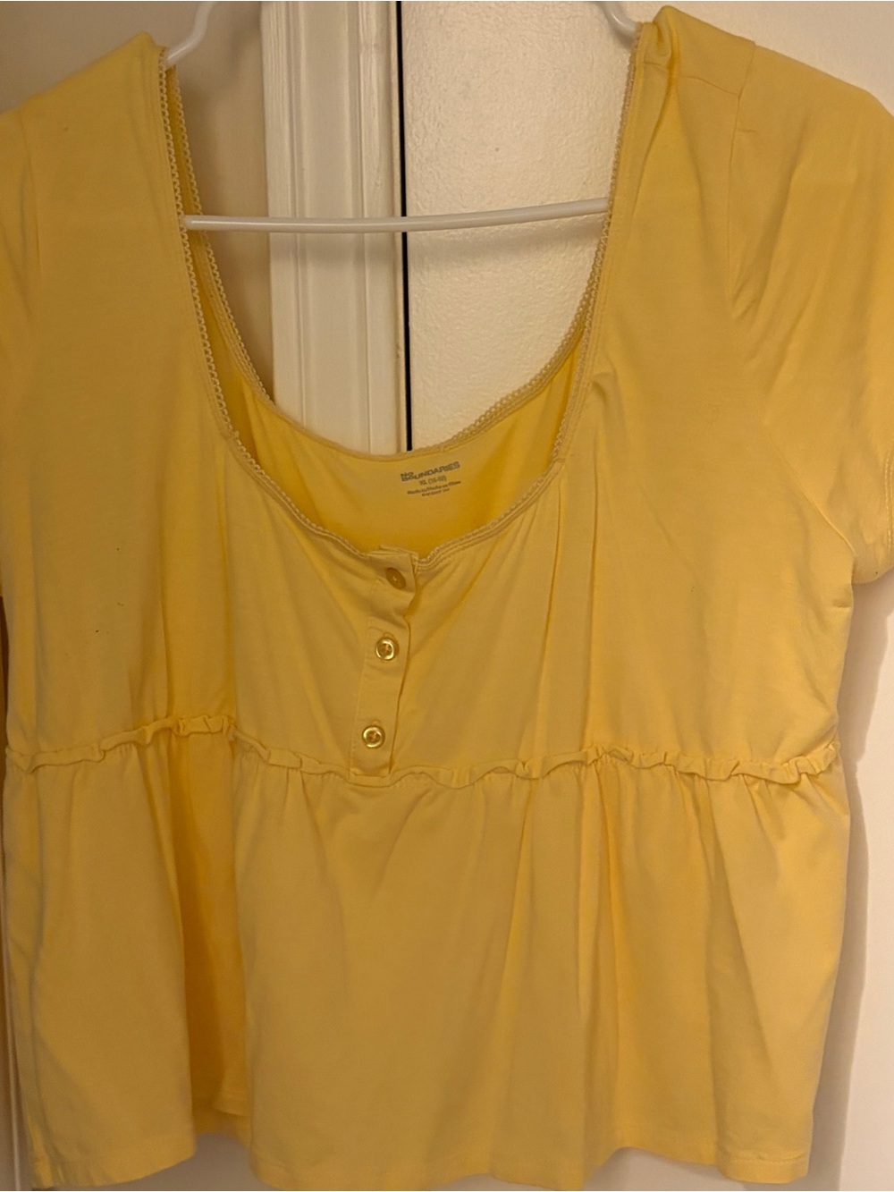 No Boundaries Yellow Scoop Neck Peplum Crop Top